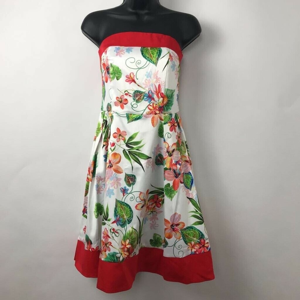 Carla Montanarini Strapless Dress Floral Print 6